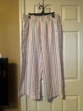 Sharagano Striped Wide Leg Pants in Pink, Blue, White